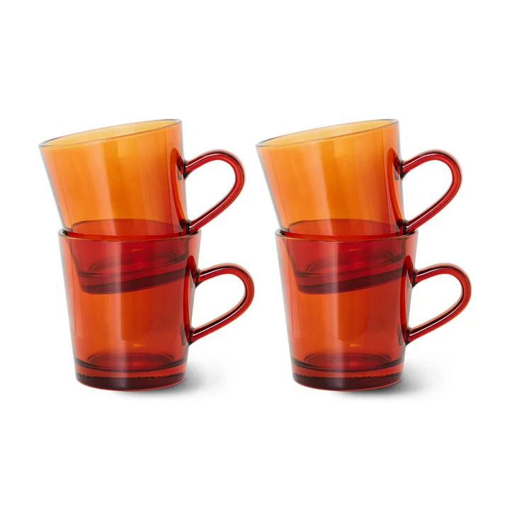 HKliving - 70's Kaffeebecher 200 ml, amber brown (4er-Set)