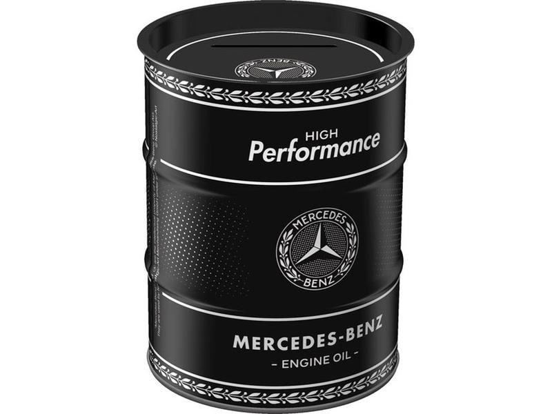 Nostalgic Art Spardose Mercedes Benz Schriftzug Sparkasse in Ölfass-Form