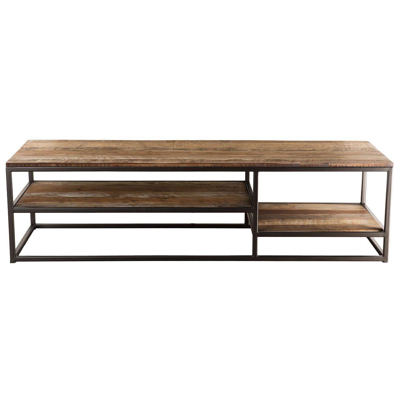Macabane Table basse avec tablettes Sixtine teck - 150x50x40.5 cm