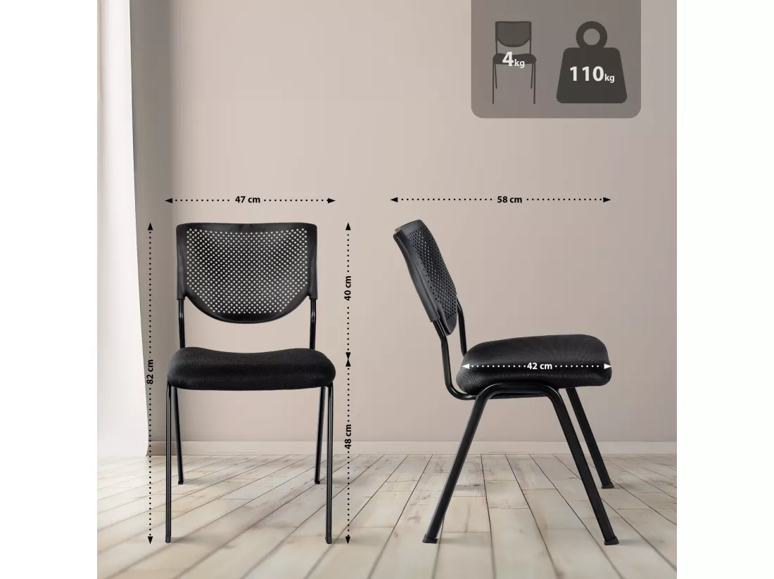 Chaise de conférence - Tissu - Noir / Noir - Kaber