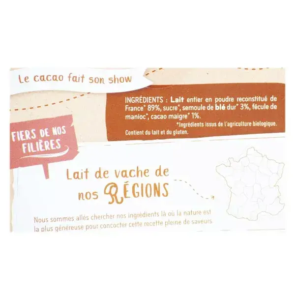 Sobremesas Lácteas Babybio em Sachê Creme Semolina Cacau +8m Orgânico 4 x 85g