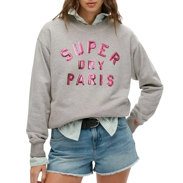 Superdry Embellished Varsity Loose Crew Sweater Dames