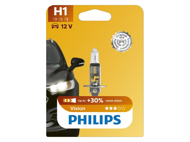 Philips Automotive H1 Vision PKW Leuchtmittel für Abblend-/Fernlicht oder Nebelscheinwerfer, 12 V
