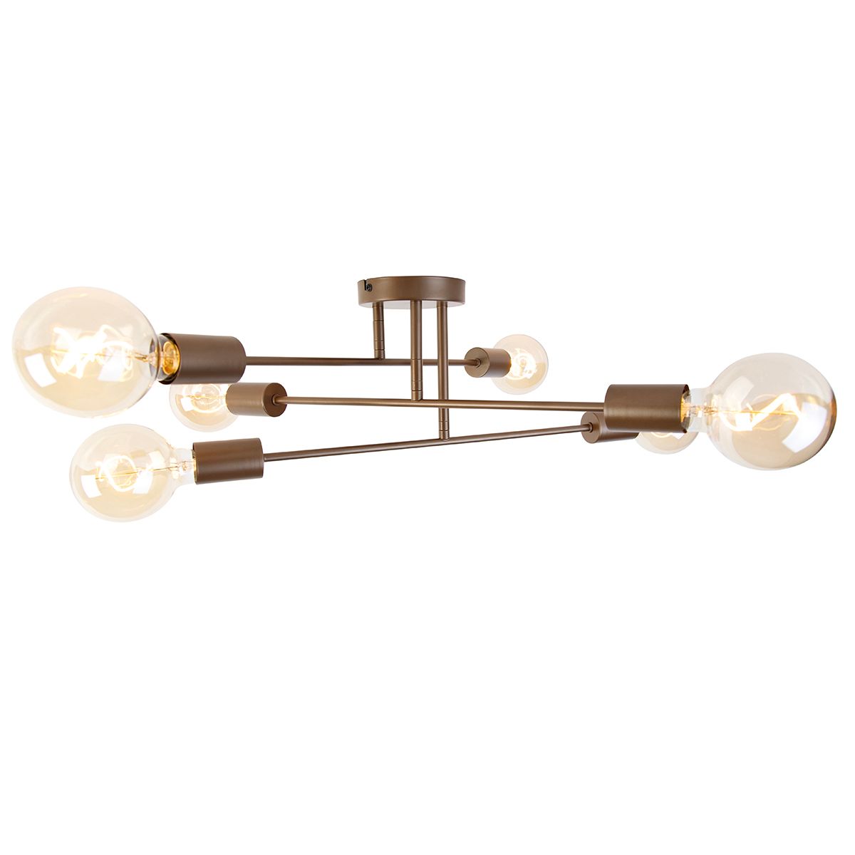 Industriële plafondlamp donkerbrons 6-lichts - Sydney