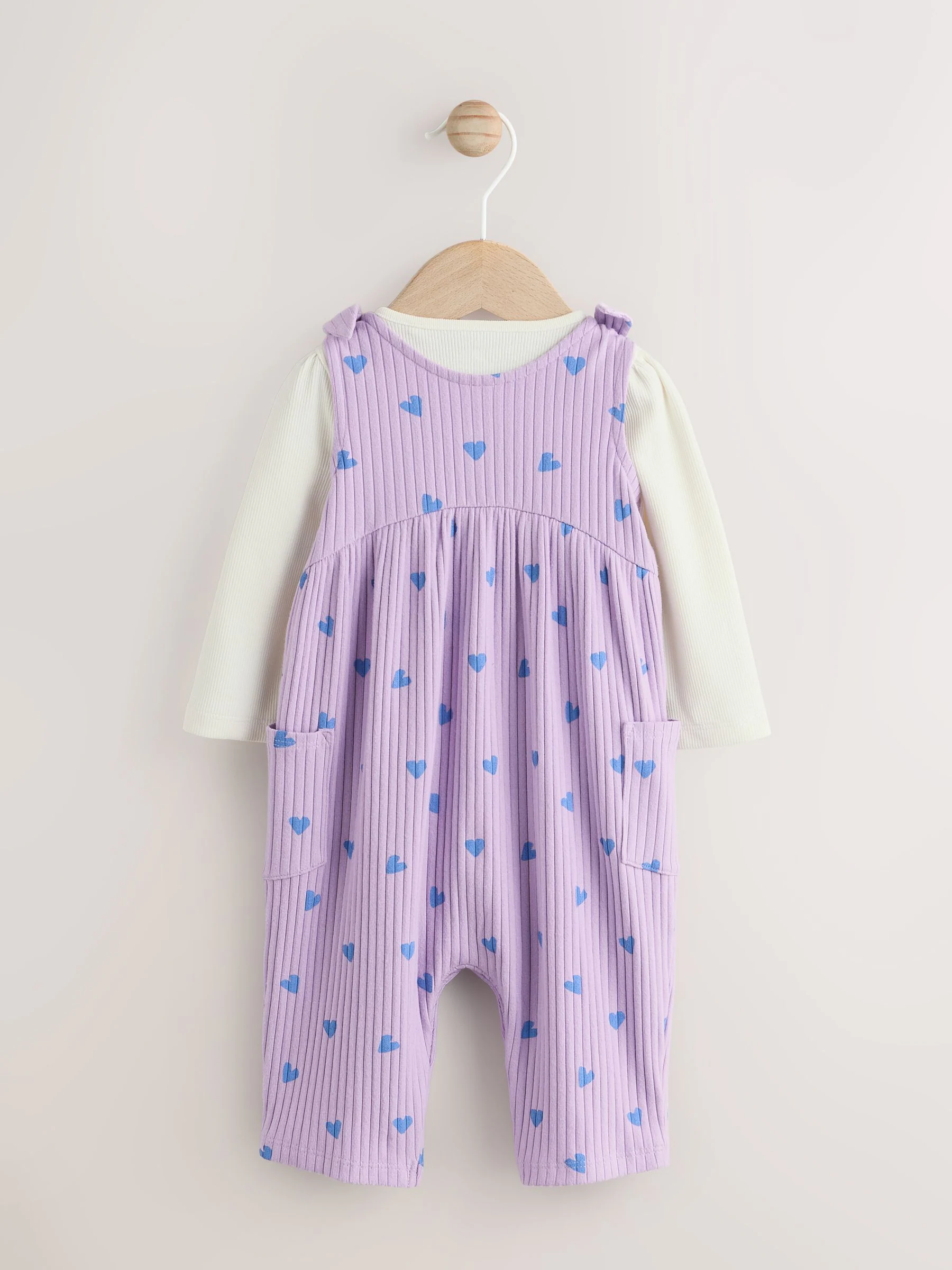 Paars hartjes - Baby Jersey Bretelbroeken en Bodysuit 2 Pieces Set (0mnd-2jr)