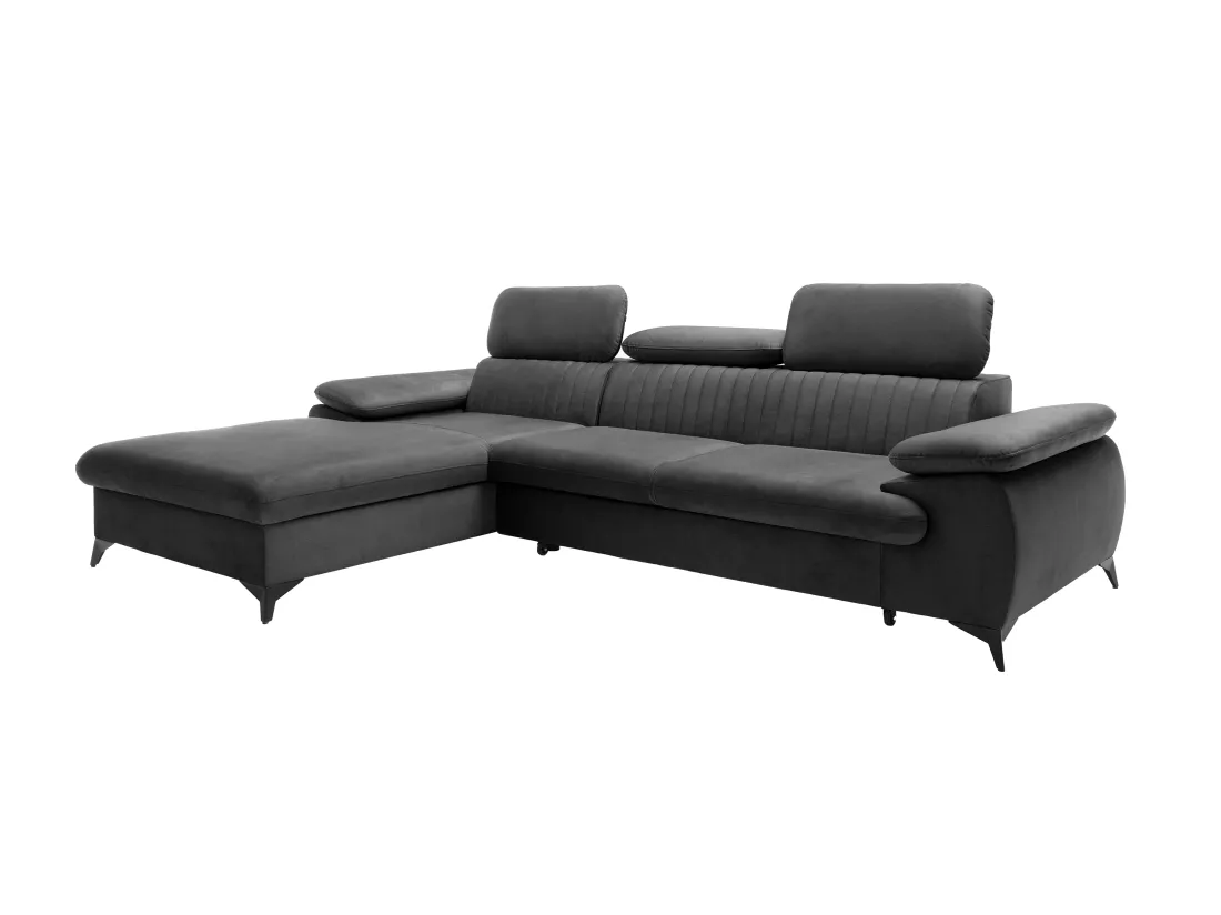 Canapé d'angle gauche convertible en velours gris anthracite SAMARA de Pascal Morabito