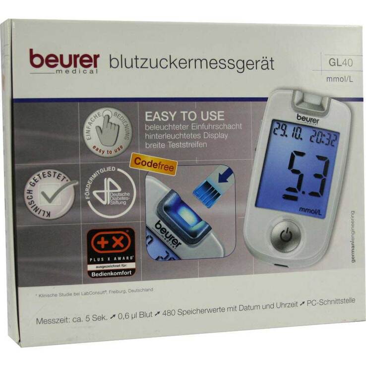 Beurer GL40 mmol / l Blutzuckermessgerät codefree, 1 St