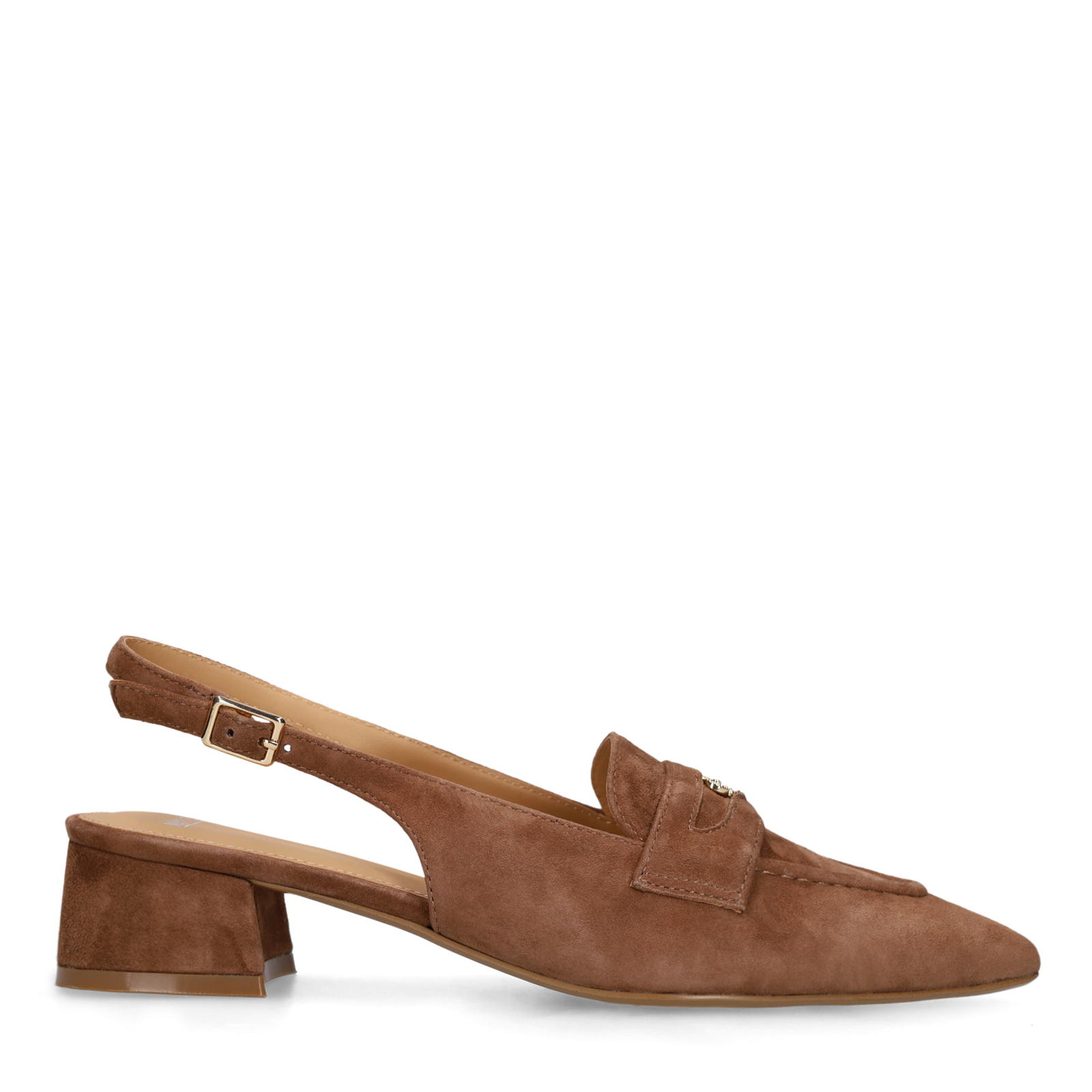 Bruine suède slingbacks