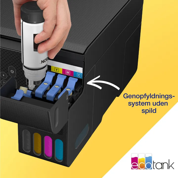 Epson EcoTank ET-2870 - Multifunktionsprinter - farve - blækprinter - ITS - A4 (medie) - op til 10 spm (udskriver) - 100 ark - Wi-Fi, USB - sort