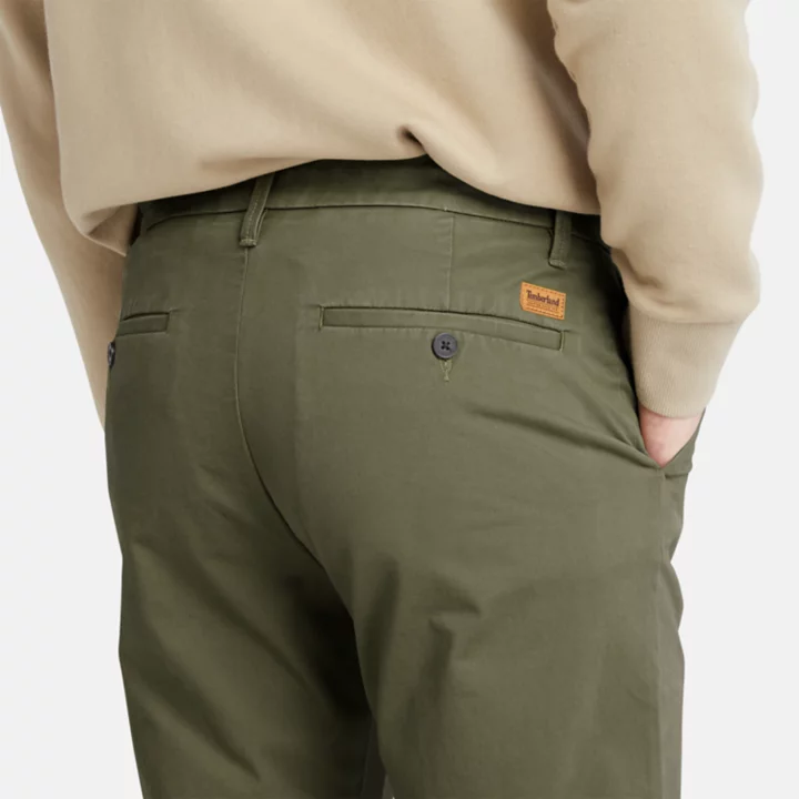 Calça chino Squam Lake Stretch para homem, verde escuro.