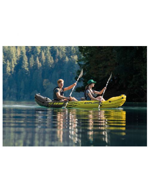 Intex Explorer K2 Kayak Set - 2 Pers - Luchtbedden - 312x91x51 cm Geel Incl. Peddels En Luchtpomp