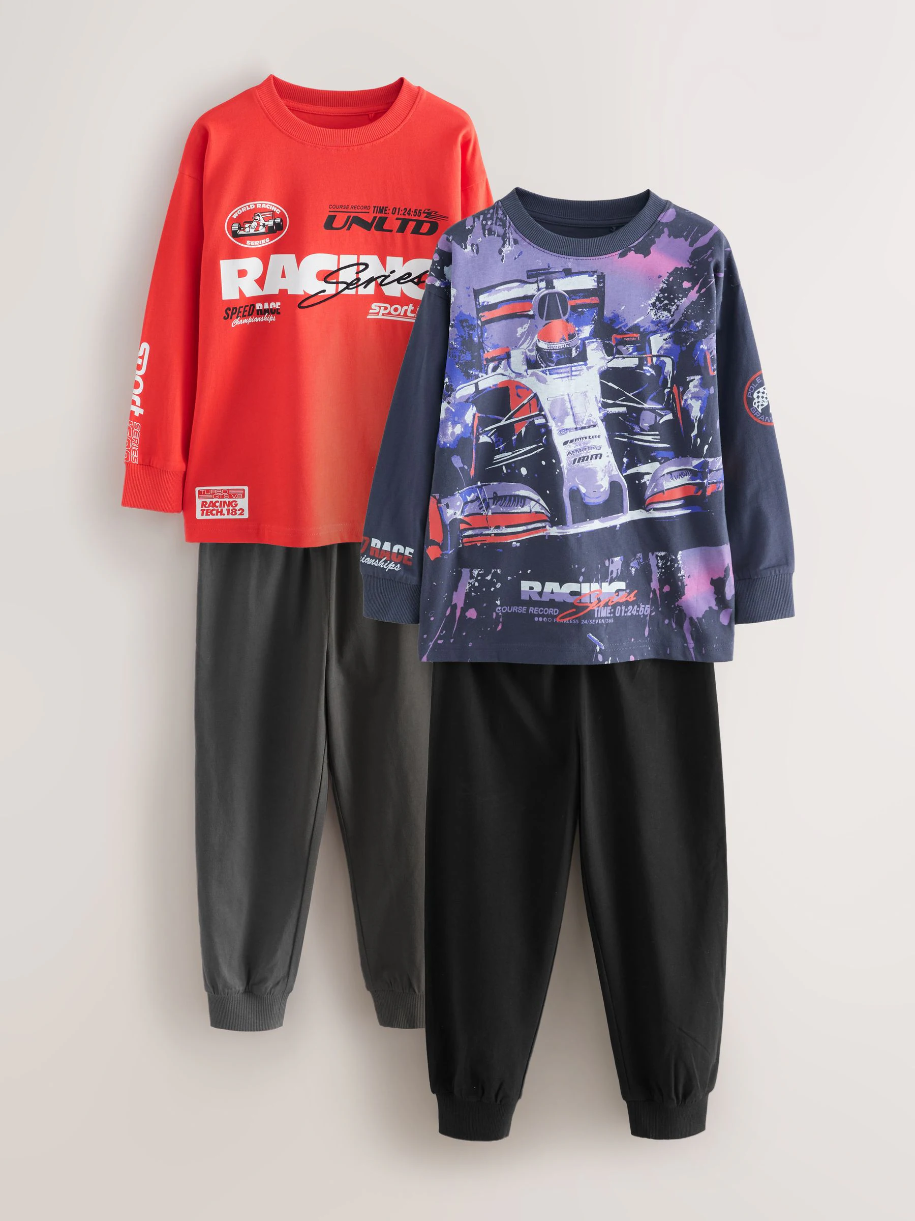 Rood/zwart - Verpakking van 2 pyjama's met lange mouwen (3-16 jr)