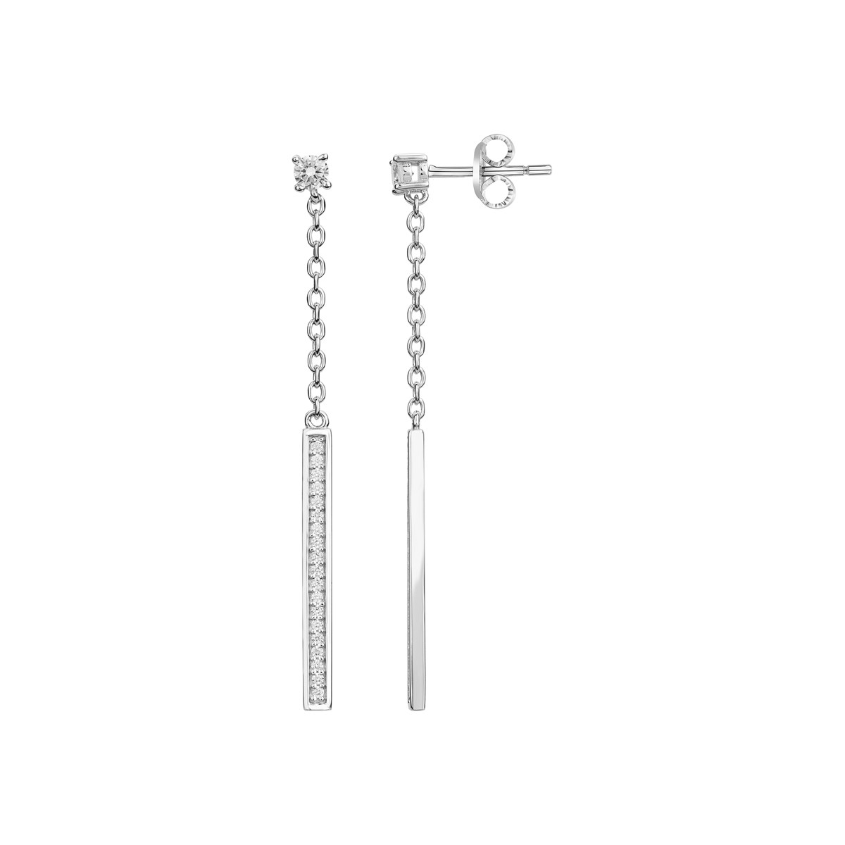 Boucles d'oreilles pendantes en Argent avec oxyde de zirconium blanc