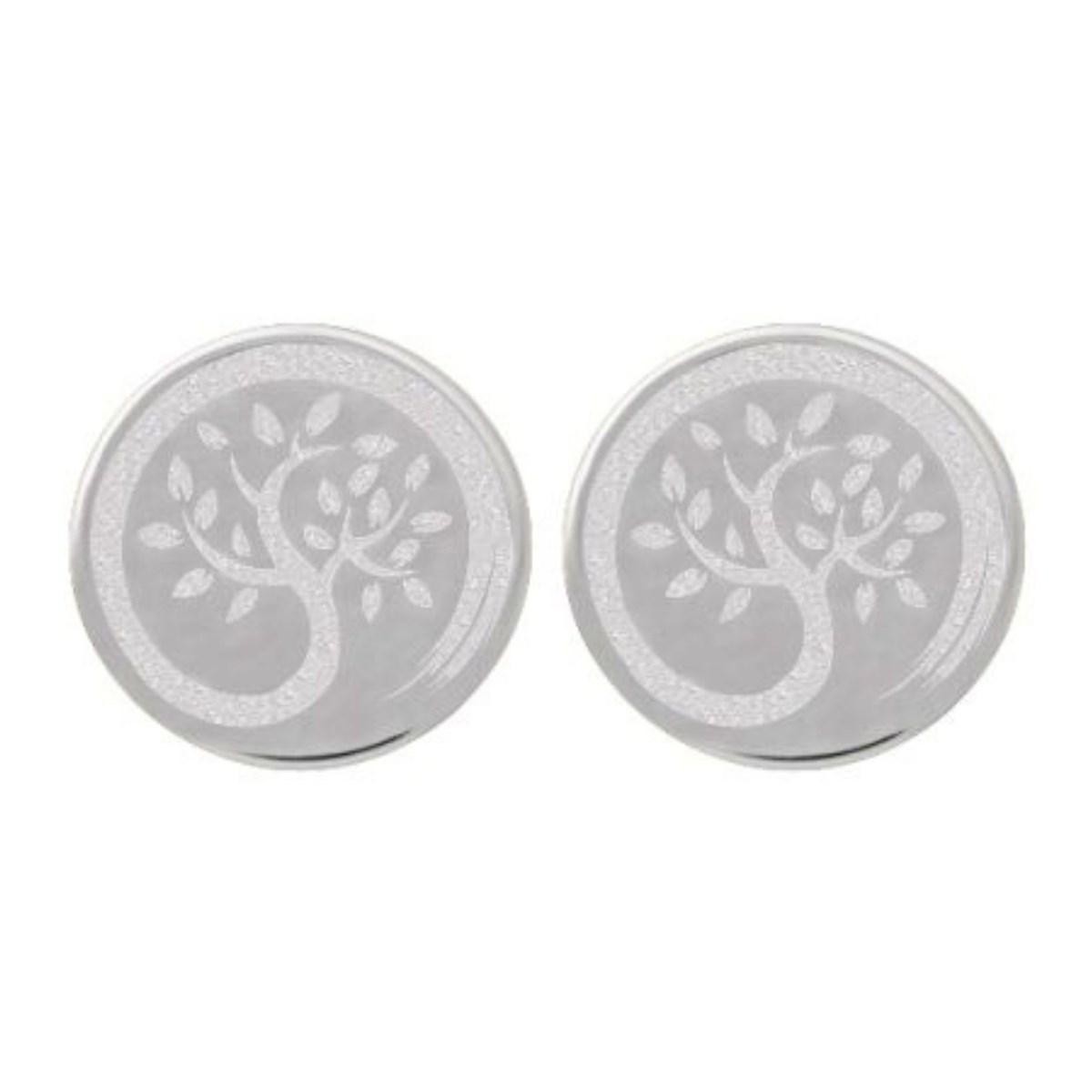 Boucles d'oreilles femme enfant médaille arbre de vie en argent