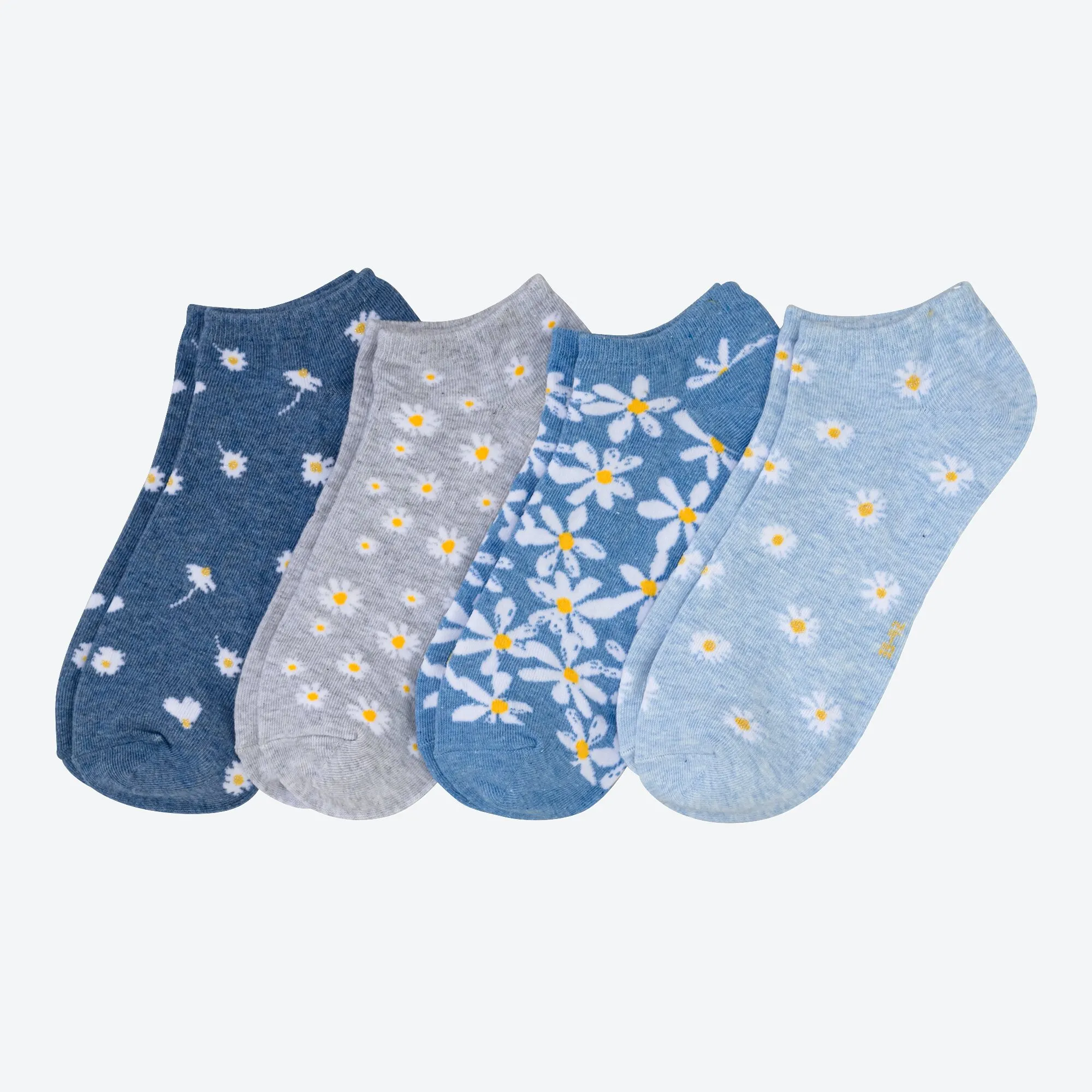 Damen-Sneaker-Socken mit Blumenmuster, 4er-Pack