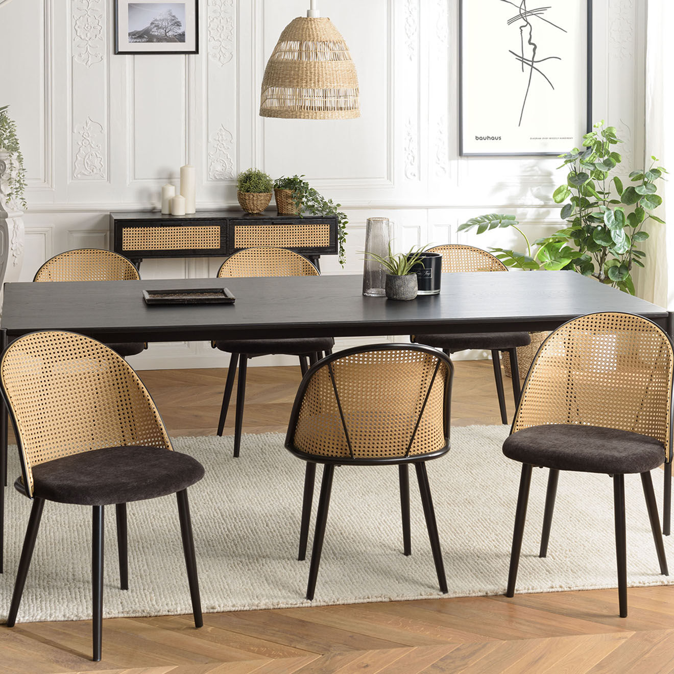 Macabane 2 Chaises Léa noires - 51x60x78 cm