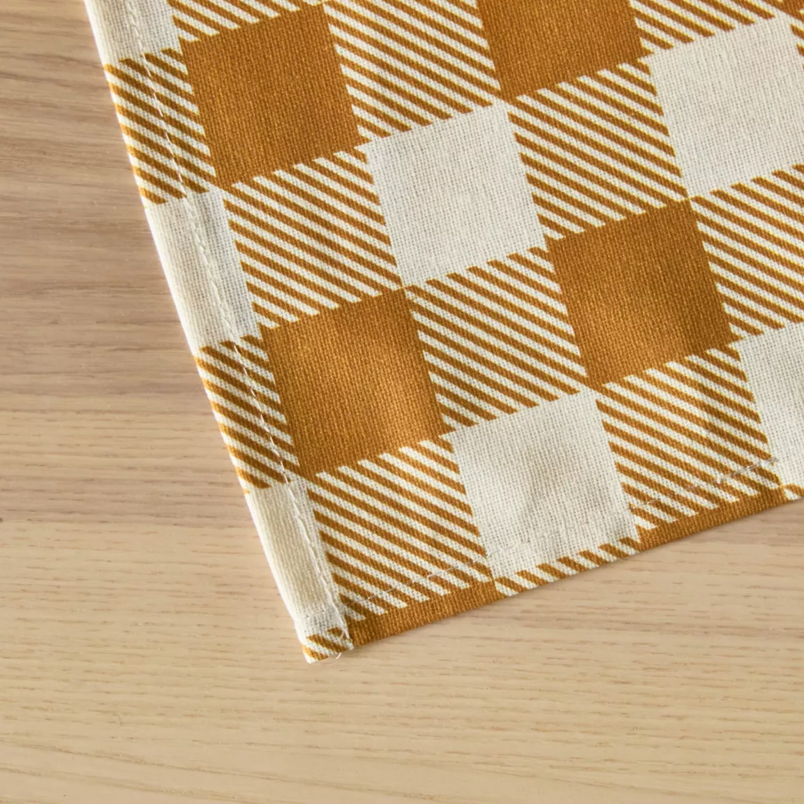 Nappe rectangulaire coton enduit (150 x 350 cm) Vichy Jaune moutarde