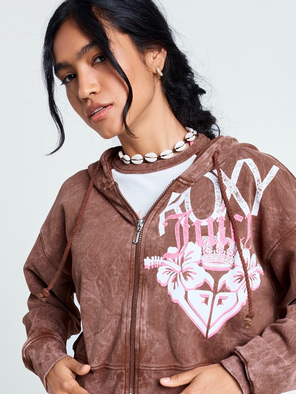 Roxy X Juicy Couture Sweat à capuche zippé Marron Femme