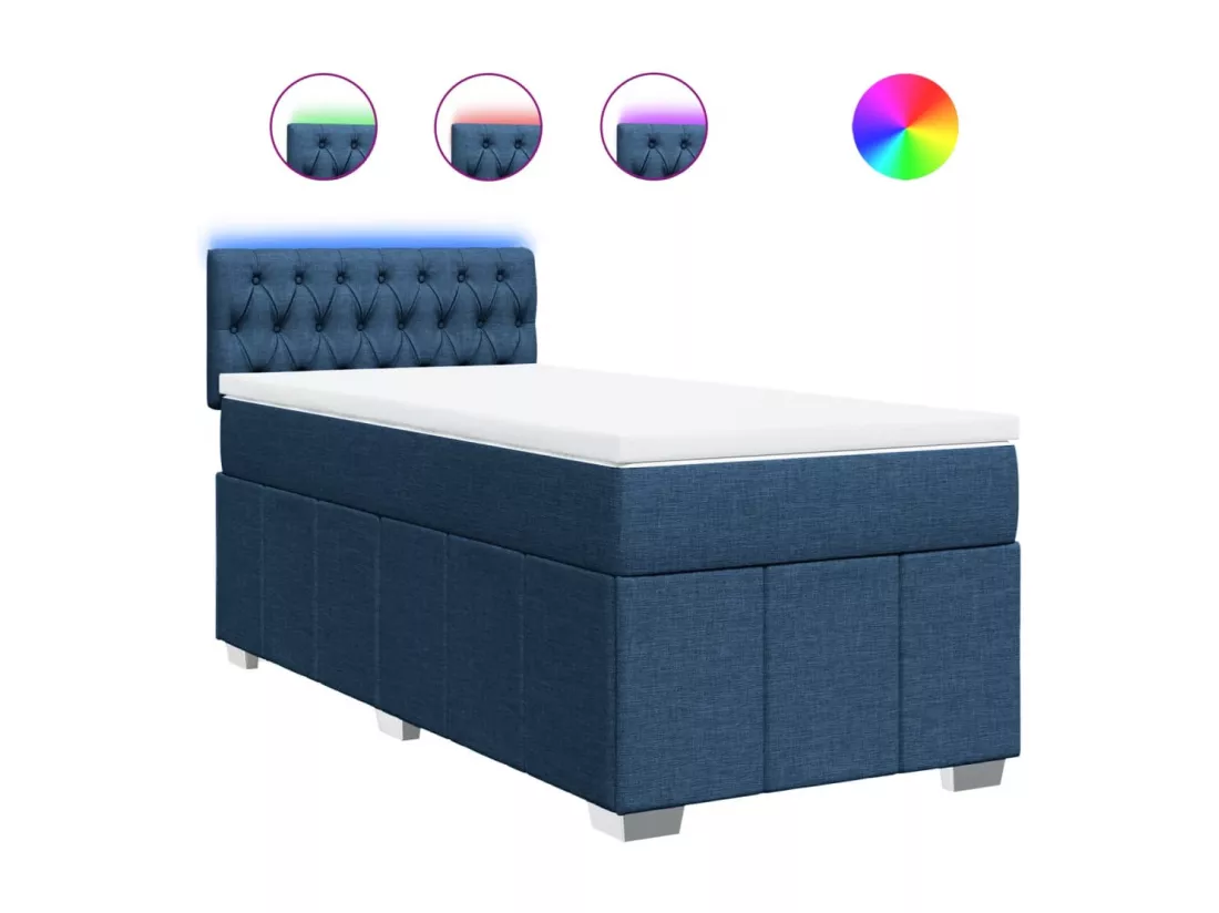 Sommier à lattes de lit avec matelas Bleu 90x190 cm Tissu
