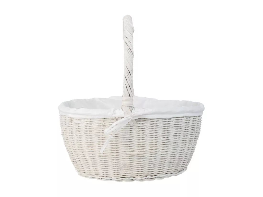 Panier rond en osier avec doublure blanche 34x34x16-37h