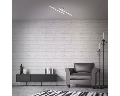 LED plafondlamp 2x6W 2x600 lm 3000K 14x60 cm Rey chroom + glitter effect