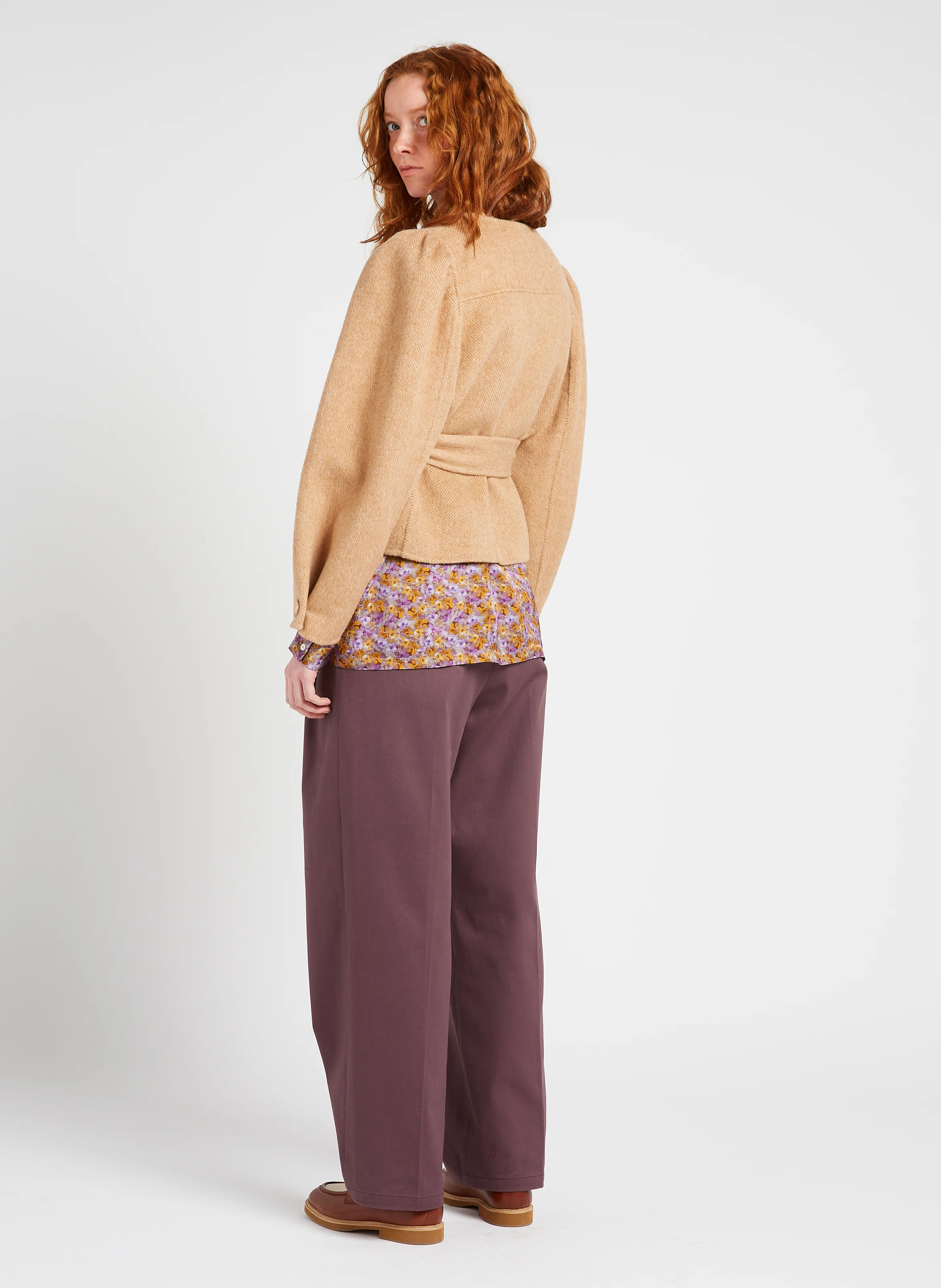 LIBELLULA - Manteau court droit en laine mélangée | Beige