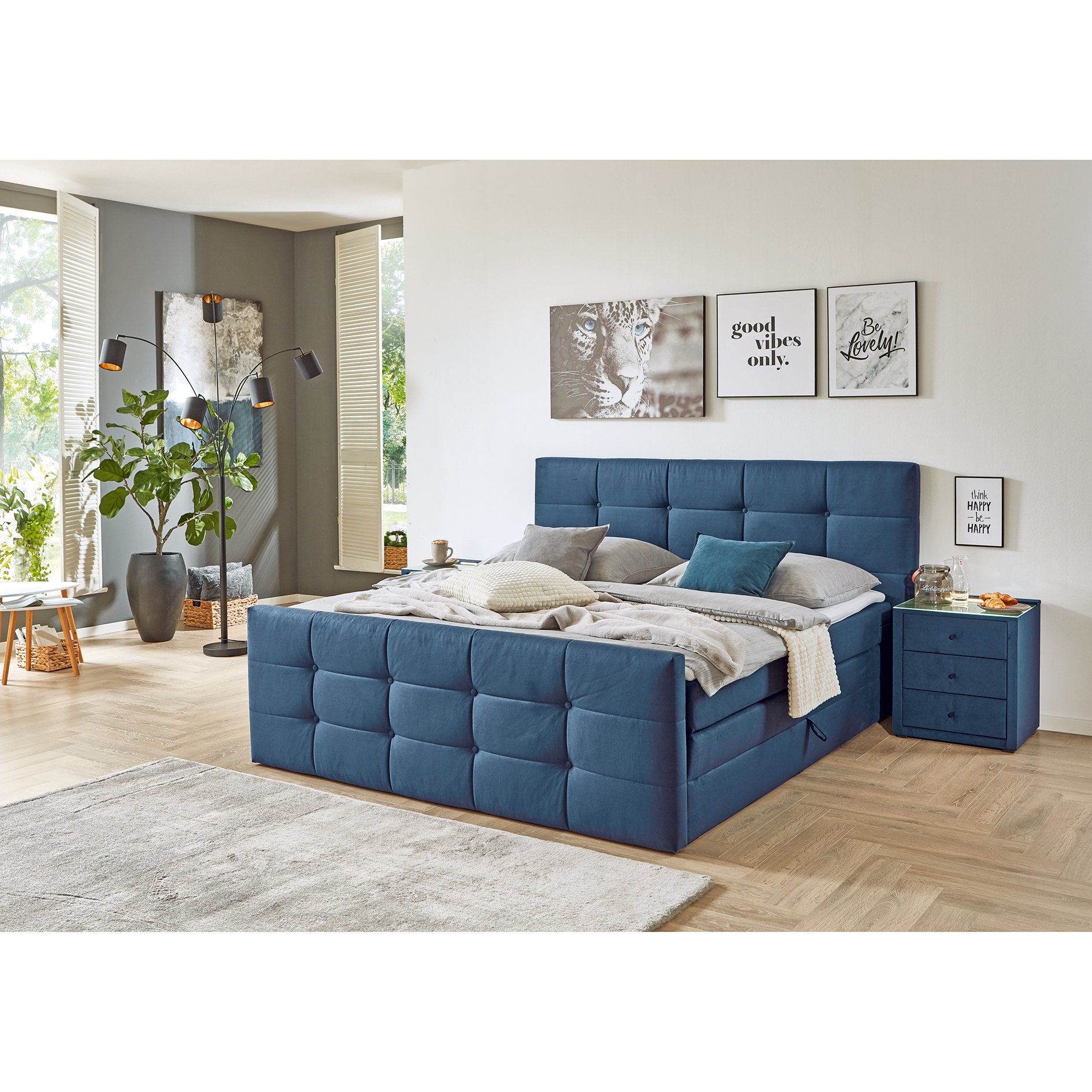 Boxspringbett - türkis - 180x200 cm - inklusive Topper