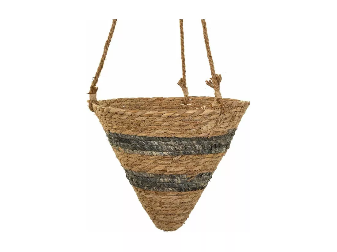 Paniers suspendus en fibre naturelle marron d26x25h-d22x18h