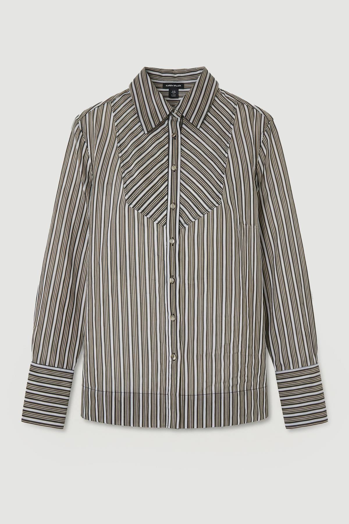 KarenMillen Chemise Tissée À Rayures En Popeline Avec Plastron