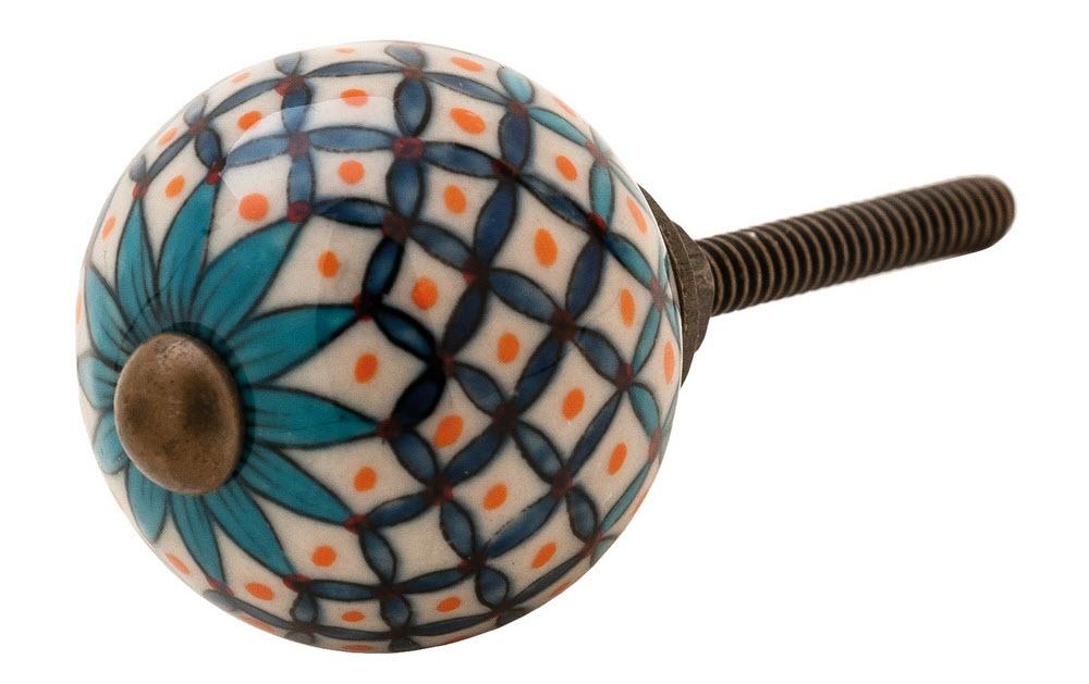 Möbelgriff handgemacht, Ø 3 cm, Mehrfarbig/MessingMöbelknauf mit Muster