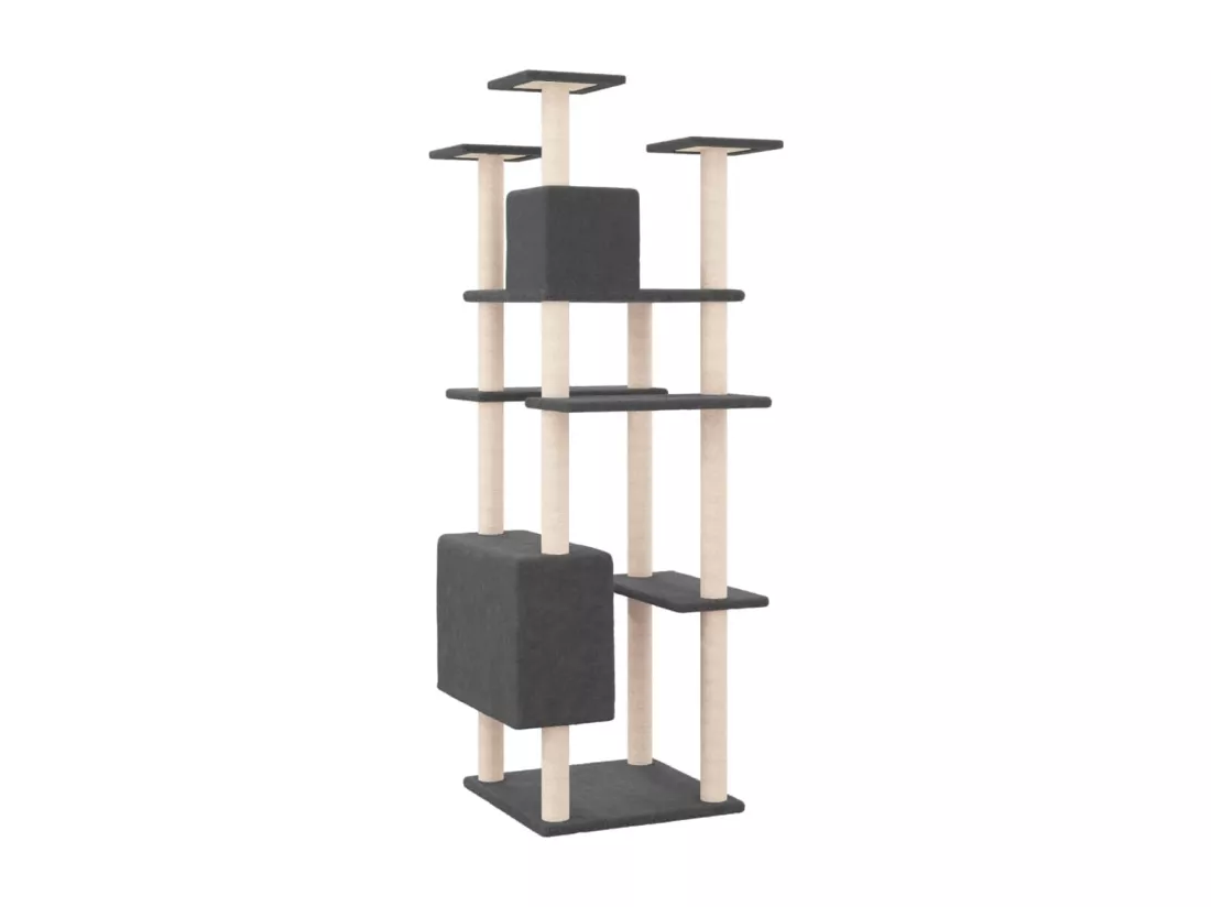 Arbre à chat avec griffoirs en sisal Gris foncé 162 cm