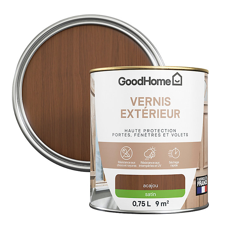Vernis extérieur bois satin acajou GoodHome 0,75L