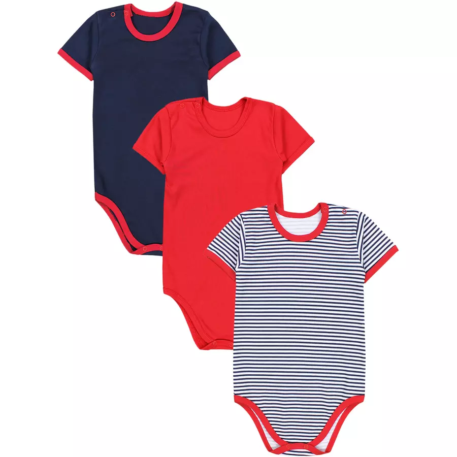 TupTam Kinder Unisex Kurzarm Body 3er Set blaurot