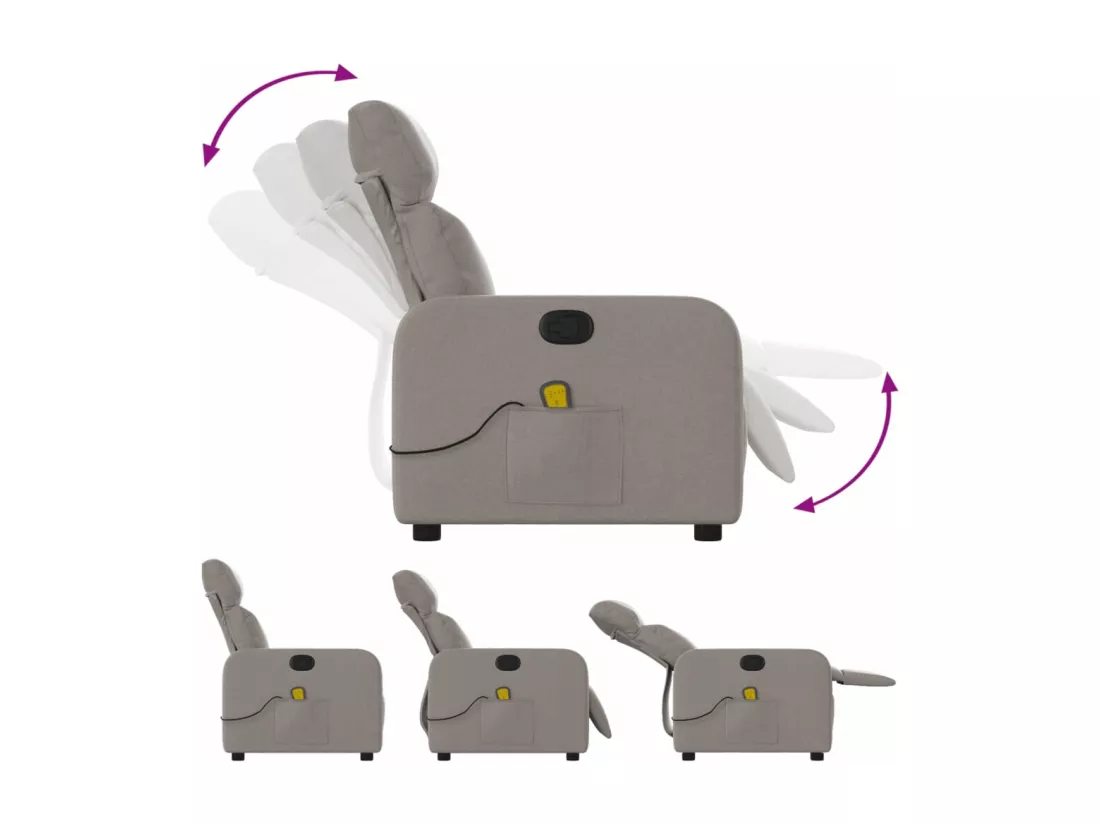 Fauteuil de massage inclinable Taupe Tissu