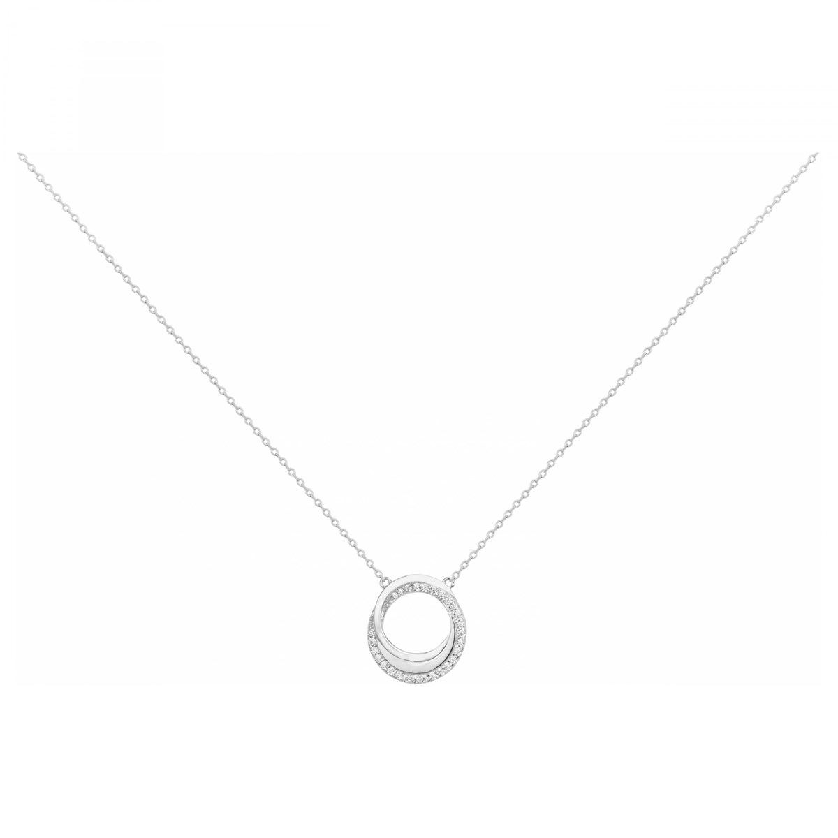 Collier mono-motif en Argent avec oxyde de zirconium blanc