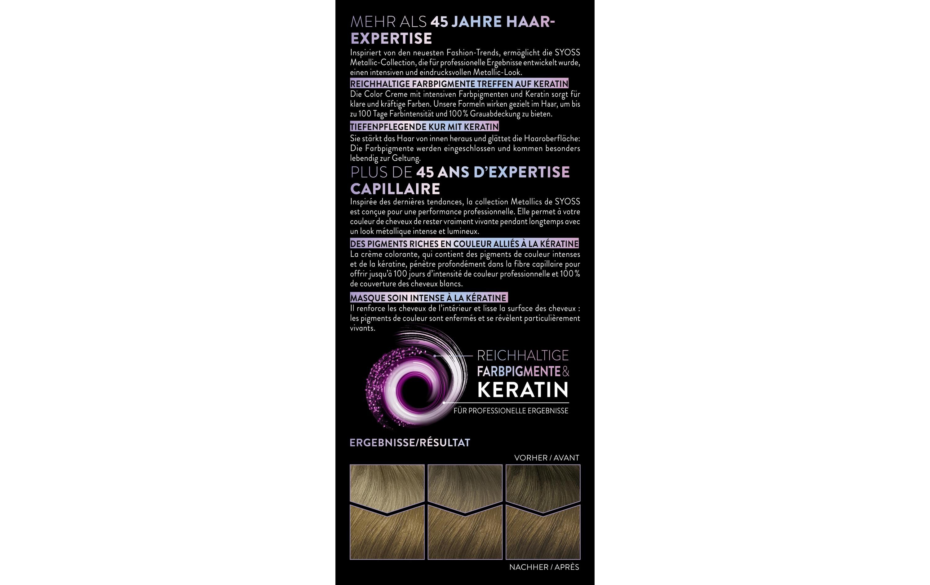Haarcoloration 6-61 Caramel GoldPermanente Coloration mit Keratin für leuchtende Metallic-Reflexe