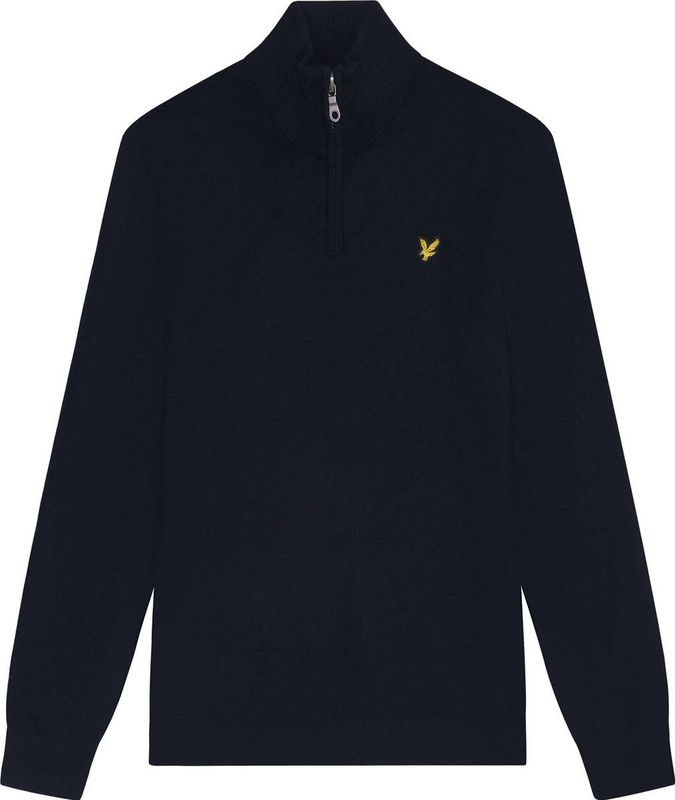 Lyle & Scott Half Zip Pullover Merinowol Navy - Heren - Schipperstrui