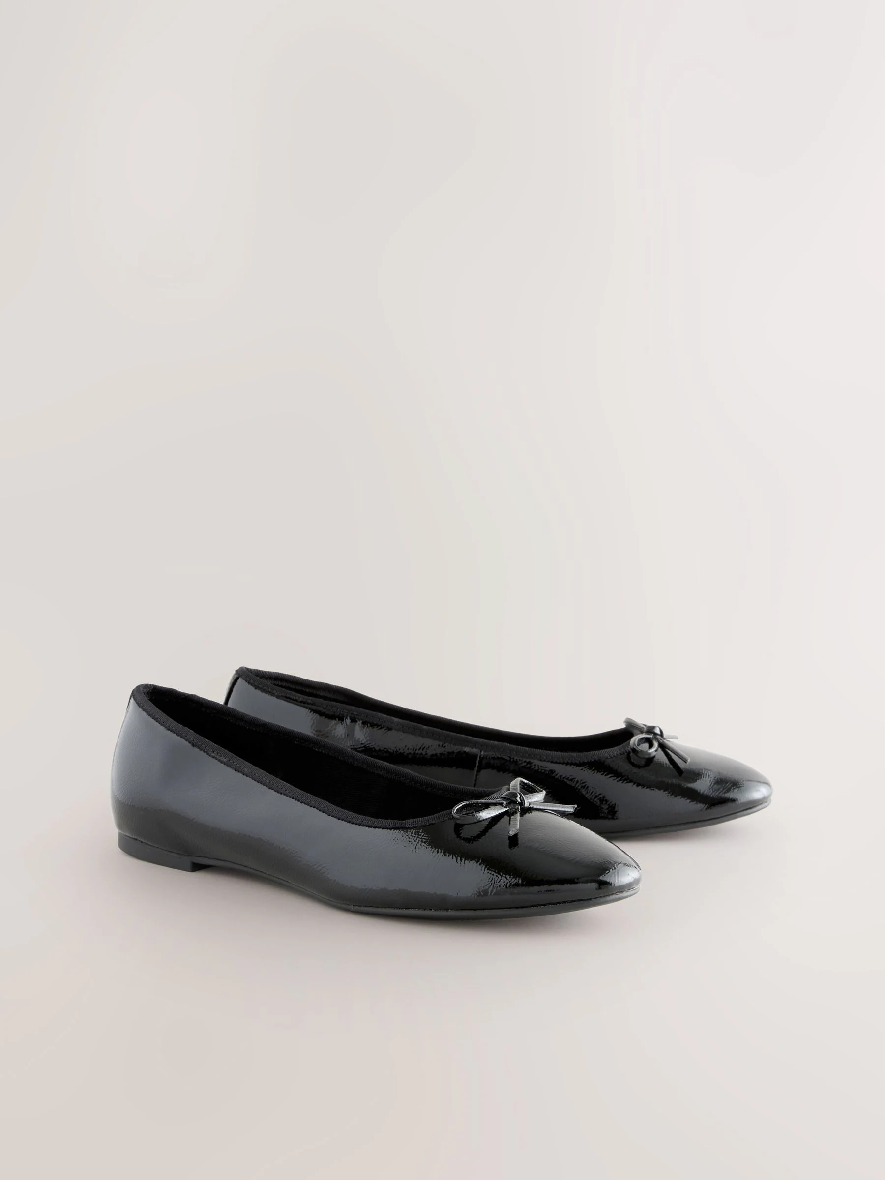 Zwart lak - Ballerina's met ronde neus