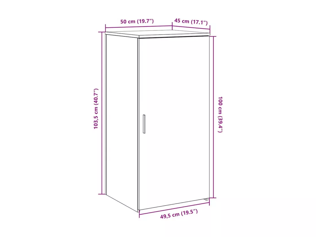 Armoire de rangement gris béton 50x45x103,5cm bois d'ingénierie