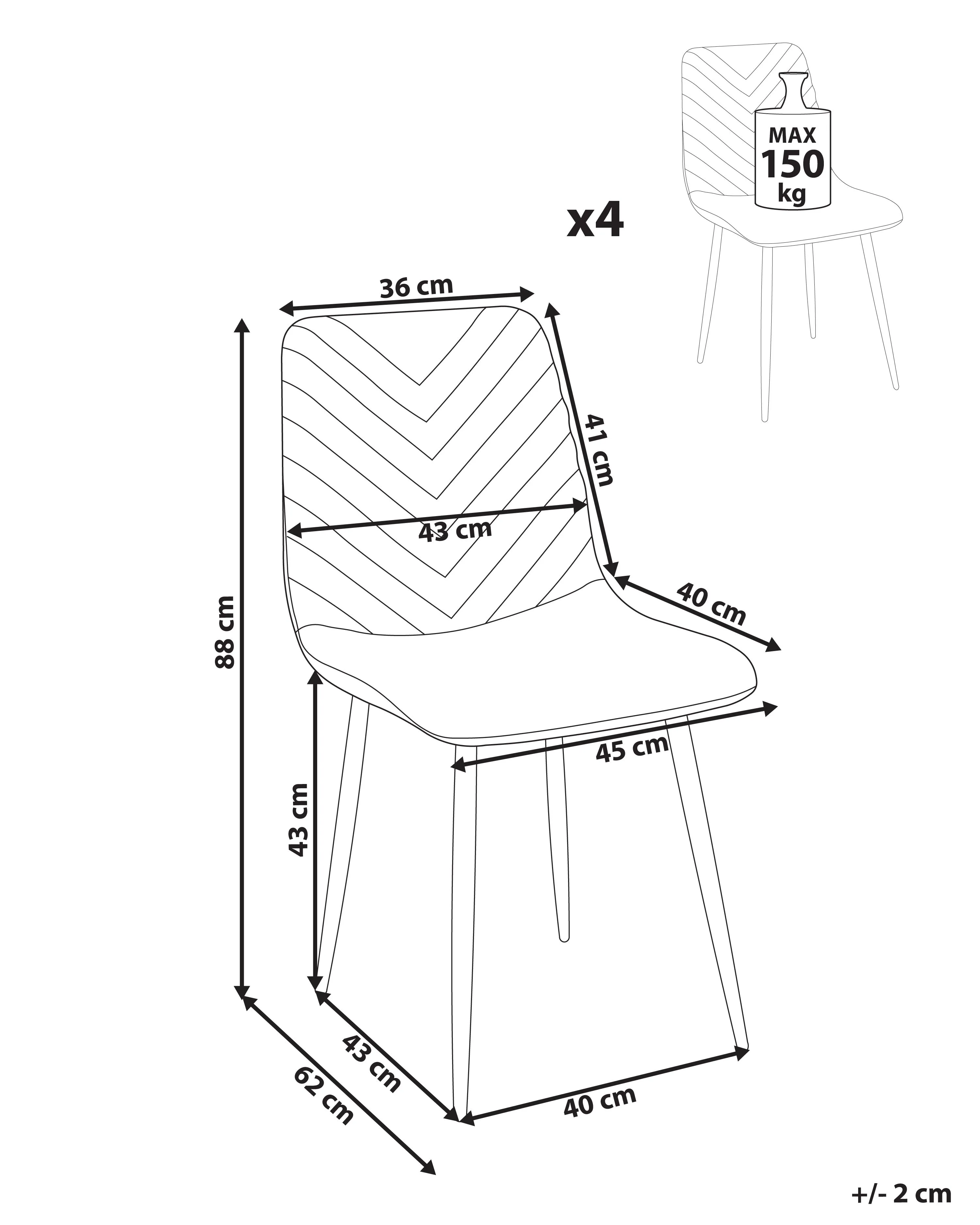 Set van 4 eetkamerstoelen HAVRE Fluweel Olijfgroen
