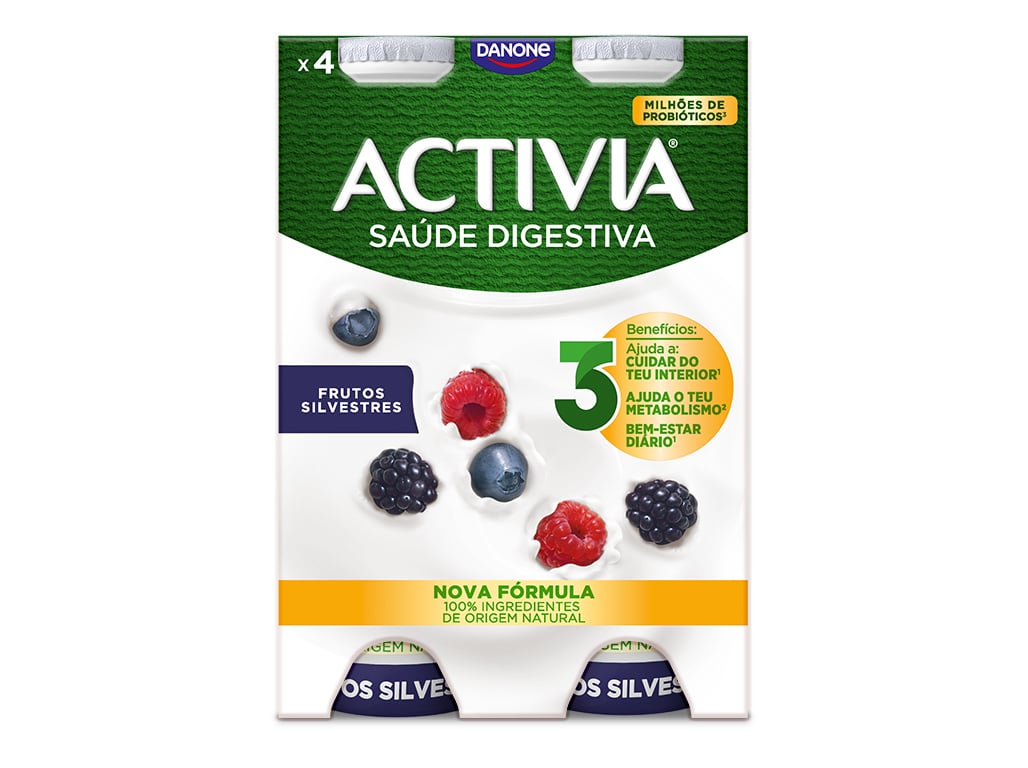 BIFIDUS DANONE ACTIVIA LÃQUIDO FRUTOS SILVESTRES 4X155G
