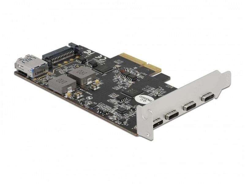 Delock PCI-Express-Karte 90059 USB 3.1 Gen2 - 4x USB-C PCIe-Schnittstellenkarte mit vier externen und einem Internen USB-Anschluss