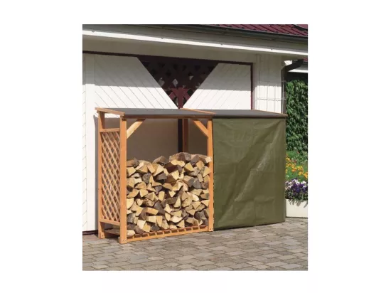 Extension abri bûches en bois coloris miel