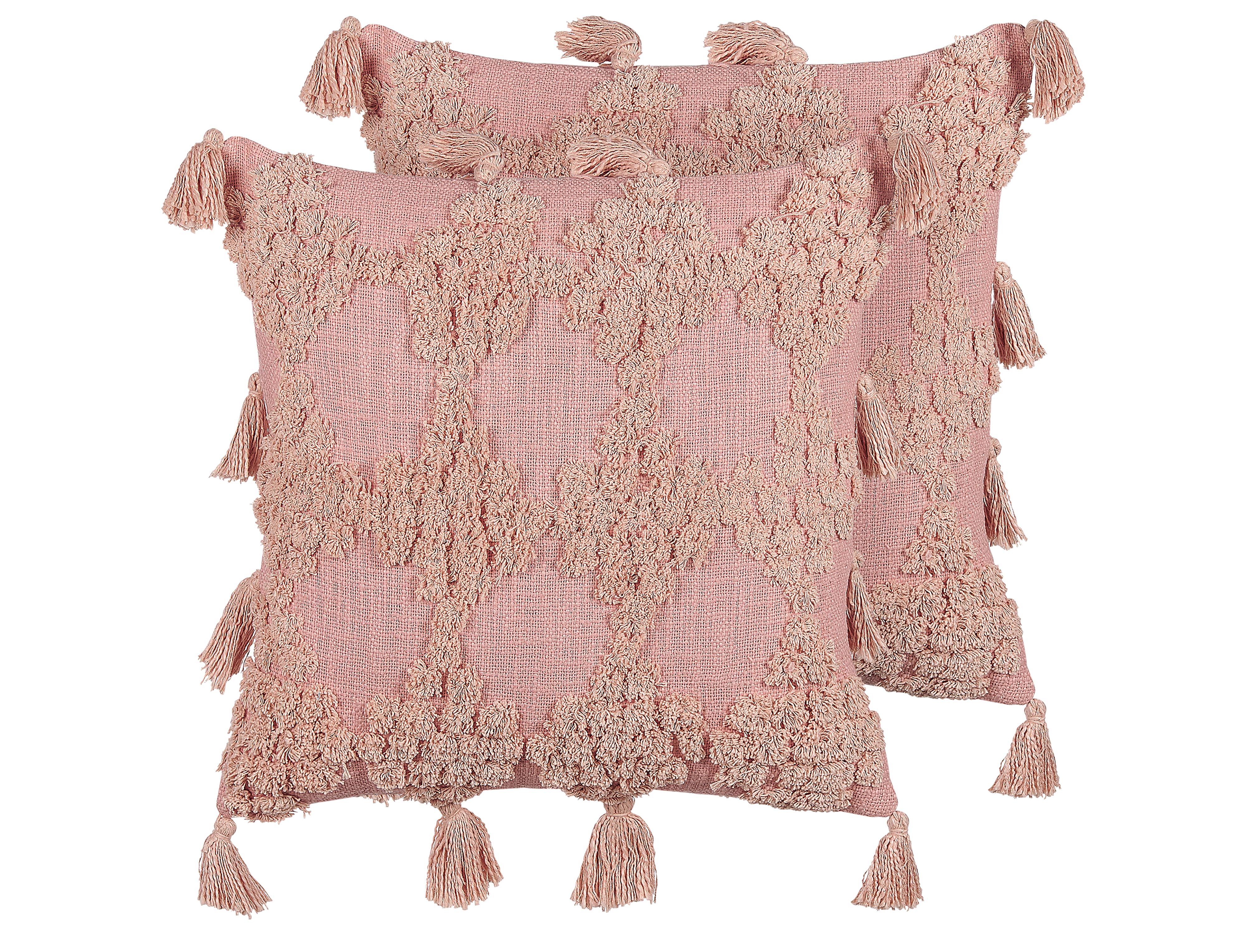 Set van 2 sierkussens TORENIA Katoen 45 x 45 cm Roze geometrisch patroon