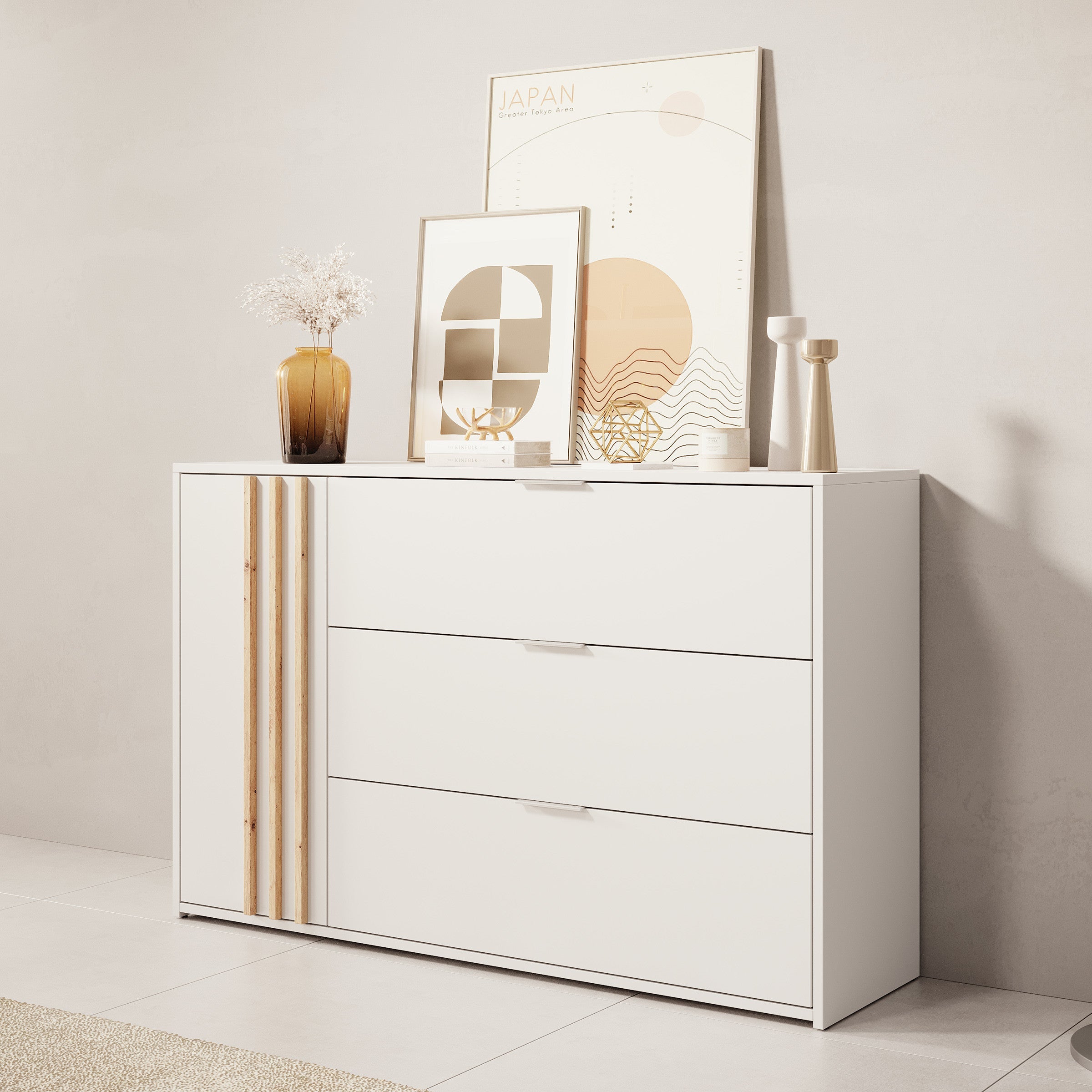 Meubella - Dressoir Franklin - Wit - 125 cm