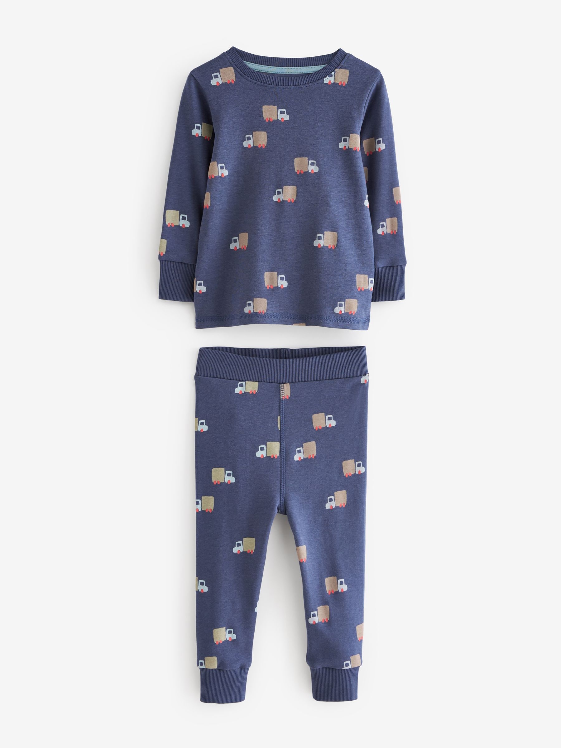 Groen/blauw transport - Mini Knusse Pyjama's 3 Set (9mnd-10jr)