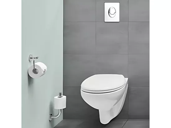 Pack WC suspendu sans bride GROHE Bau Cerami avec bâti support Rapid SL Project et plaque de commande Start chromé