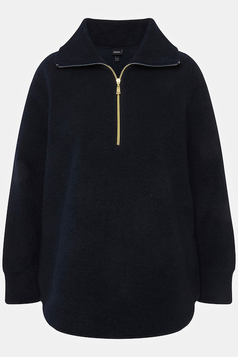 Fleeceshirt, A-Linie, Stehkragen, Zipper, Langarm