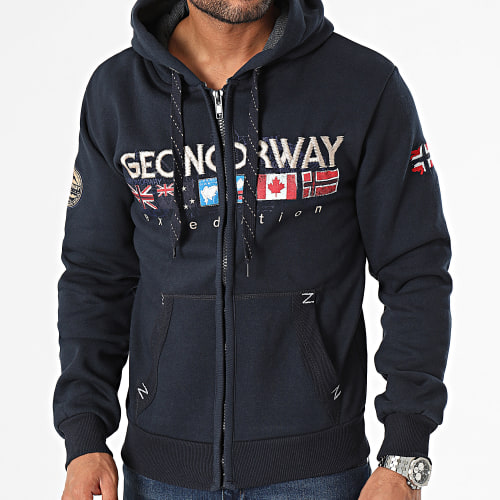 Sweat Zippé Capuche Bleu Marine