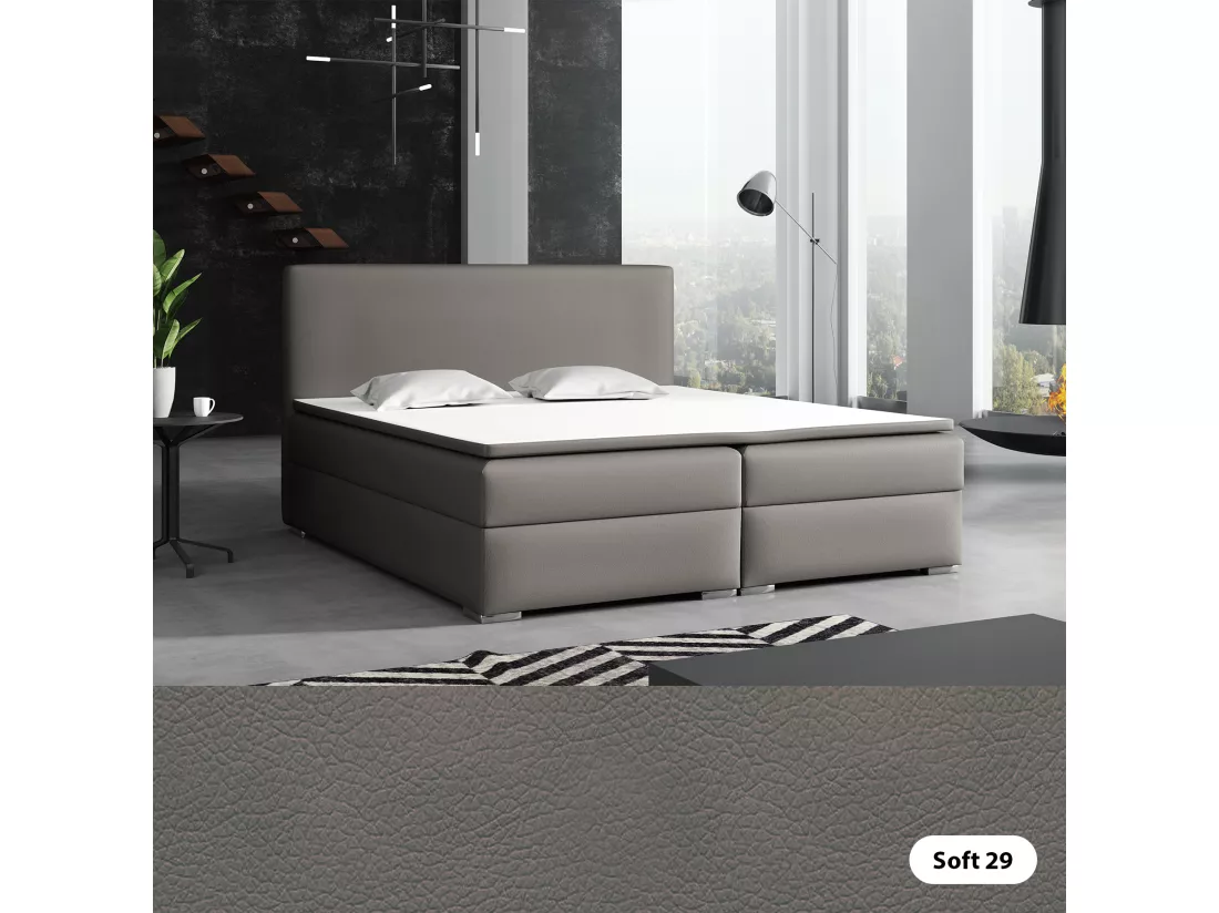 LIT BOXSPRING avec surmatelas Soler 200x200 cm, Soft 29 (Gris)
